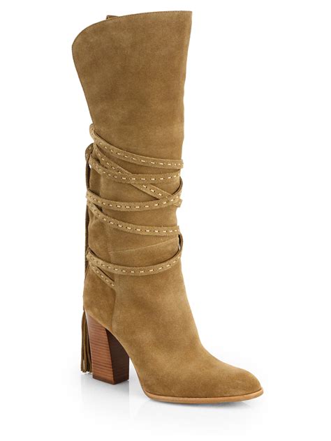 michael kors tan suede booties|Michael Kors knee high boots.